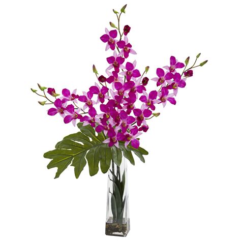 Artificial tropical flowers in vase. Artificial 33" Dendrobium Orchid Tropical Flowers ...