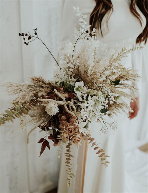 Amber Powlett Dried Flowers Wedding Bouquet Bridal Bouquet With