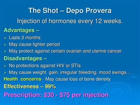 It may also improve some of the symptoms associated with seizures, anemia, or sickle cell disease. PPT - BIRTH CONTROL METHODS PowerPoint Presentation, free ...
