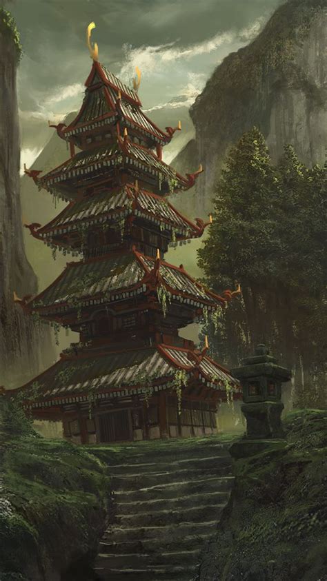 Pagoda Fantasy Art Wall Loft