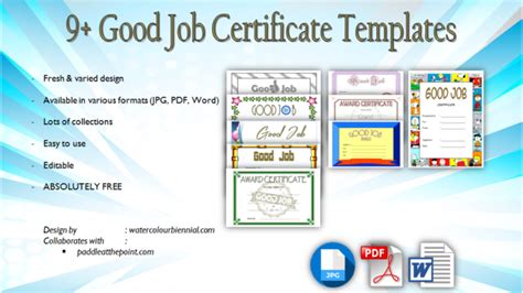 Good Job Certificate Template 9 Great Designs Fresh And Professional