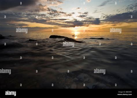Sunrise And Mist Over Lake Michigan Wisconsin Stock Photo Alamy