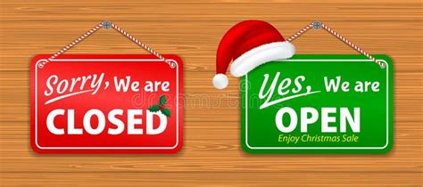 Christmas Twigs Wood Closed Sign Stock Vector Illustration Of Close