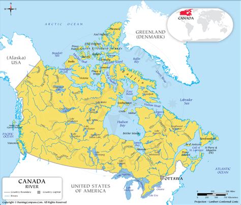 Canada Physical Map Rivers