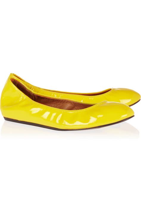 Lanvin Patent Leather Ballet Flats In Yellow Lyst