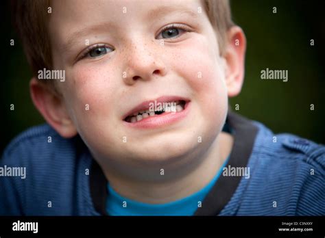 A Young Boy Shows Off His Missing Front Tooth Stock Photo Alamy