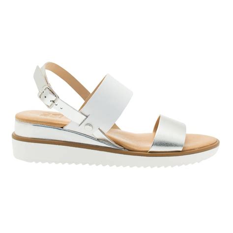 Moda In Pelle Womes Silver Leather Navas Sandals Hurleys