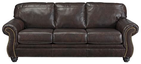 Bristan Traditional Leather Match Queen Sofa Sleeper With Rolled Arms