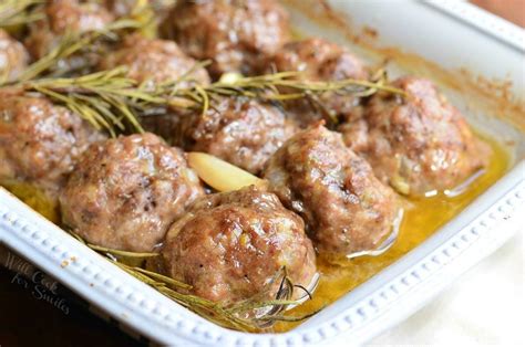 Roasted Garlic Rosemary Baked Meatballs Recipe Cart