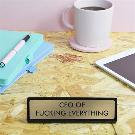 Ceo Of Fucking Everything Desk Plate Sign By Flamingo Candles