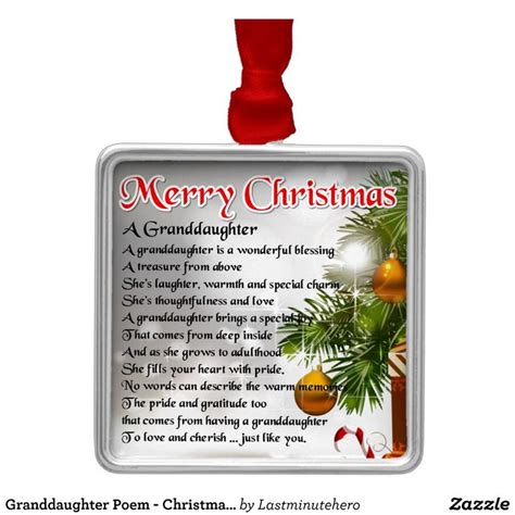 Granddaughter Poem Christmas Design Metal Ornament
