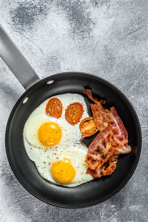 Fried Eggs With Bacon In A Pan Keto Diet Keto Breakfast Low Carb