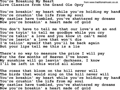Youre Breaking My Heart By Marty Robbins Lyrics