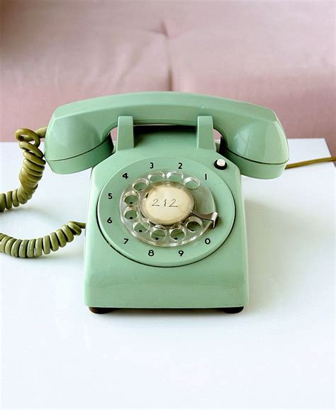 Vintage Mint Green Rotary Phone Old Telephone Classic Desk Phone Retro