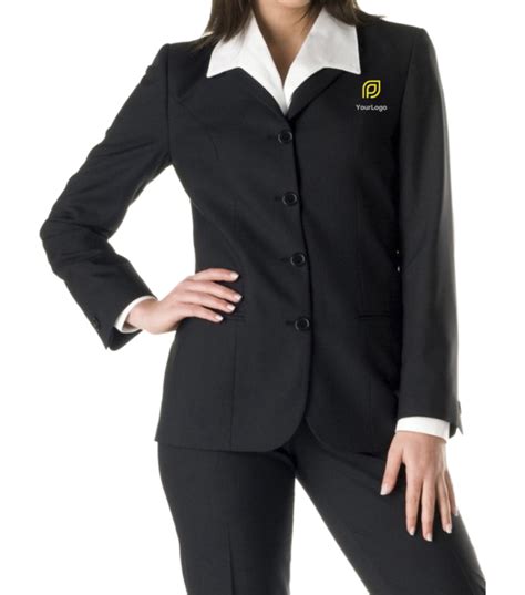 Womens Black Business Suit Formal Wear Uniform Tailor