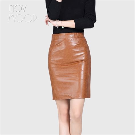 Buy Office Style Ladies Black Brown Genuine Leather Real Lambskin High Waist