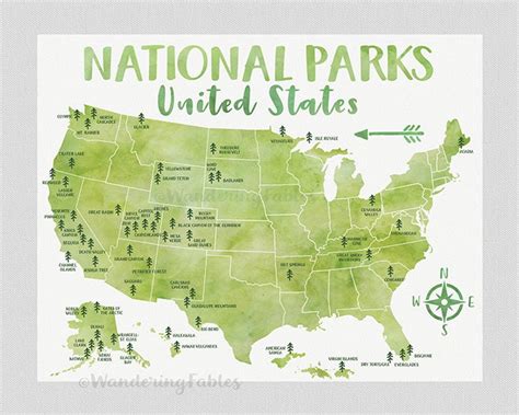 National Park Poster All United States National Parks On Etsy