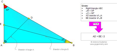 Geometry Problem 963 Right Triangle 30 60 90 Degrees Angle Bisectors