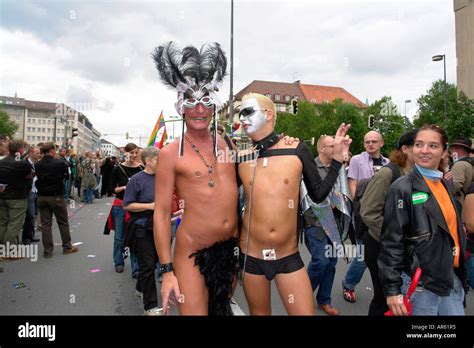 Naked Men Christopher Street Day Parade In Munich Bavaria Germany Stock