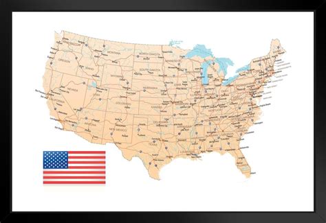 Williston Forge United States Usa Decorative Highway Map With Flag Us