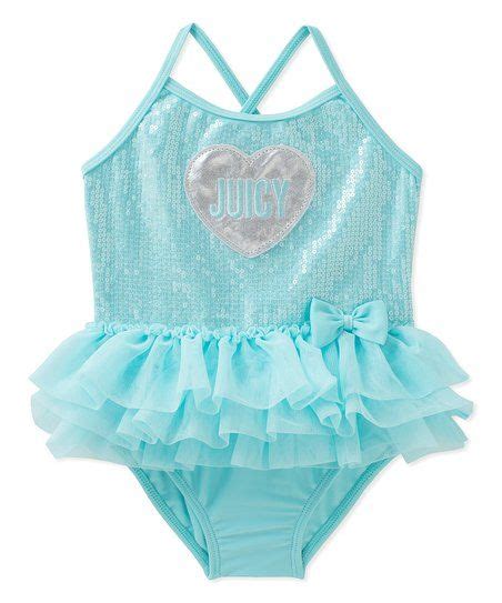 Juicy Couture Aqua Sequin Ruffle Accent One Piece Infant And Toddler