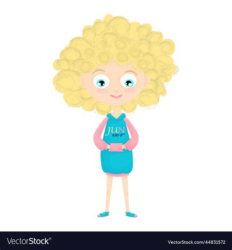 A Girl With Blue Eyes And Curly Blonde Hair Vector Image