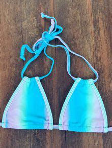 Off Tie Dyed Halter Bandage Bikini Set In Lake Blue Zaful