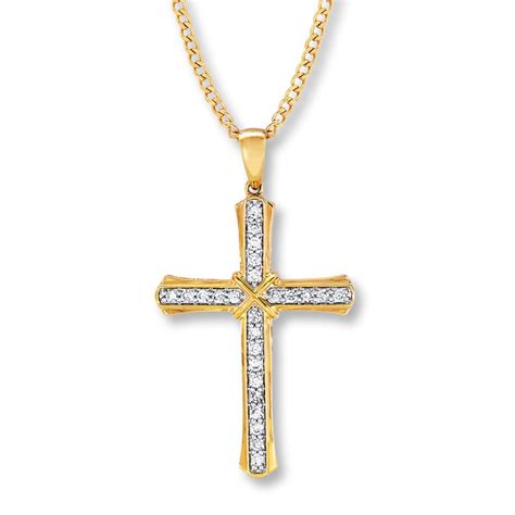 Gold Cross Necklace With Diamond In Middle 20190614 Jun 14 2019 At 20