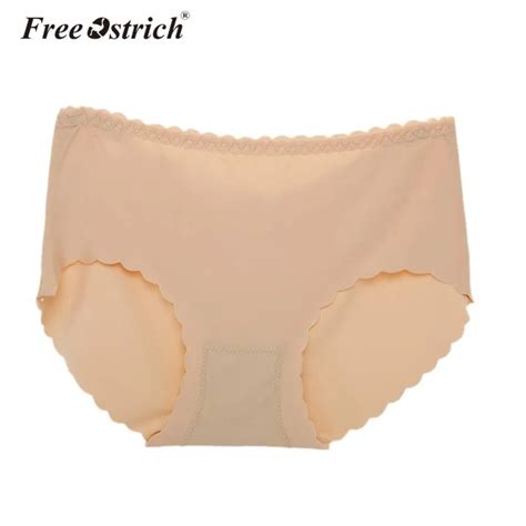 Free Ostrich Solid Color Sexy Women Invisible Underwear Briefs Ice Silk Seamless Panties New