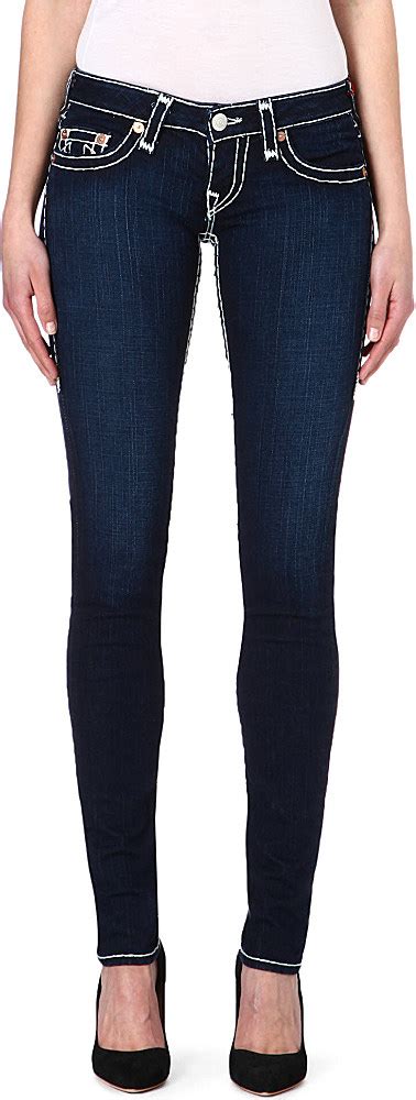 True Religion Stella Super T Skinny Low Rise Jeans For Women In Blue Dark Blue Lyst