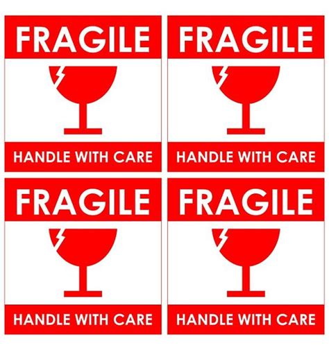 Free printable fragile shipping label to download, print and attach to shipment that state fragile handle with care. Printable Sticker A4 Sized 4 Sticker of Fragile Handle by ...