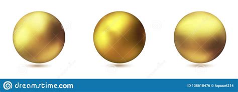 Set Of Realistic Gold Metal Spheres Vector Golden Balls Stock Vector