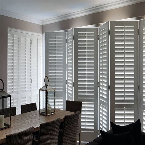 Grey Wooden White Louver Plantation Shutters For Window And Door