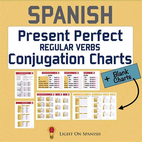 Spanish Present Perfect Regular Verbs Conjugation Charts Spanish