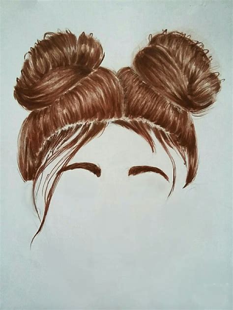 Drawing Of A Two Buns Hairstyle ♡ Two Buns Hairstyle How To Draw