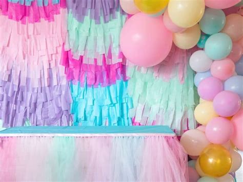 Buy premium light blue tulle table skirt at cheap price on balloonsale.us.these diy tutu table skirtsare made of fabric by hand, best tulle table cover in. DIY Party Decorations Unicorn tulle table skirt | The Purposeful Nest