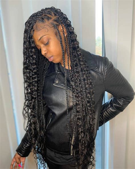 They are simply curly box braids with curly hair braided into the box braids to give a soft, fuller and voluminous look. Top 10 Goddess Box Braids Styles for Summer and Beyond