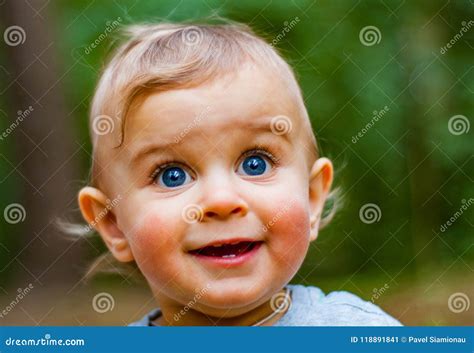 Baby Boy With Blue Eyes Stock Image Image Of Childhood 118891841