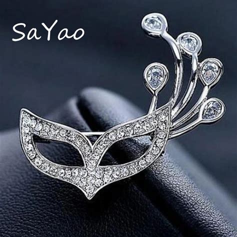 Sayao 1 Piece Fashion Suit Suits Brooch Pins Brooches Men Women Full Crystal Sexy Mask Pin
