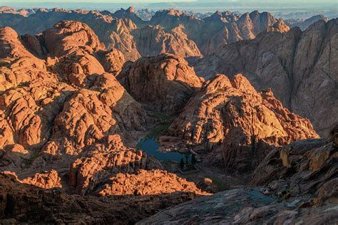 Mountain Range In Sinai Peninsula Egypt Lit By Rising Sun Photograph