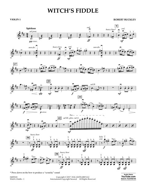 Witchs Fiddle Violin 1 Sheet Music Robert Buckley Orchestra