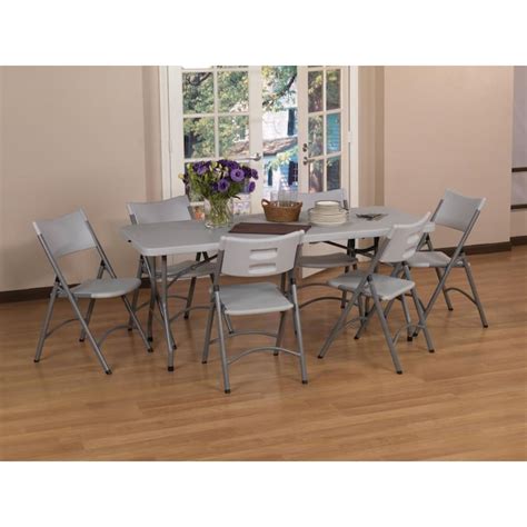 Work Smart 30 In X 72 In Rectangle Resin Gray Folding Table In The