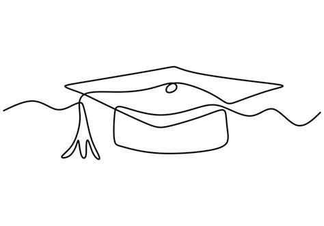 Download Continuous Line Drawing Of Graduation Cap Academical