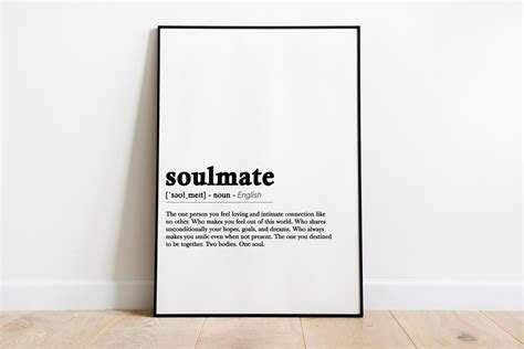 Soulmate Definition Wall Art Soulmate Gift Digital Print Marriage