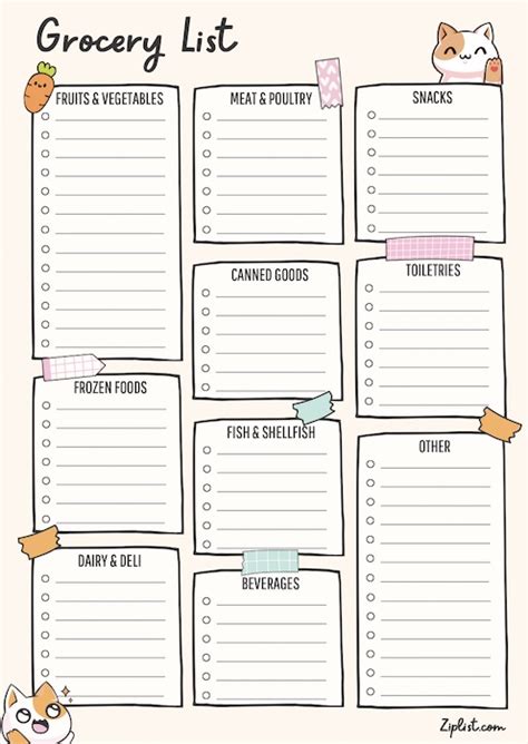 Printable Grocery List Templates In Pdf And Word Free