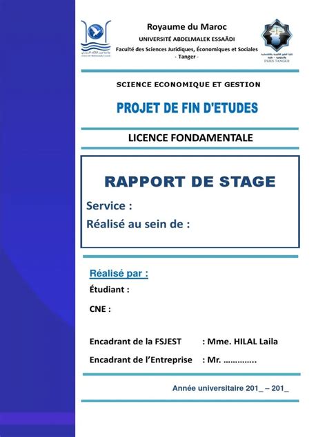 Exemple De Page De Garde De Rapport De Stage De 3eme Financial Report