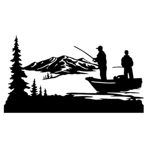 Fishing Boat Clipart Silhouettes Scene Eps Dxf Pdf Png Svg Ai Etsy My