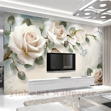 Select from our huge collection of wall decor, clocks, posters, candles home decor range. Custom Photo Wallpaper painting 3D white rose Flowers Wall ...