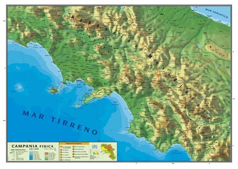 Cartina geografica della campania regione italiana. Campania politica/fisica plastificata (scolastica) - carta ...