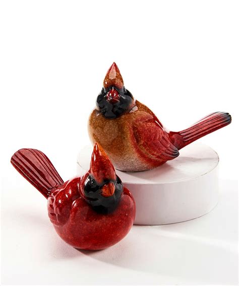 Set Of 2 Cardinal Bird Figurines Cardinal Table Decor Polystone